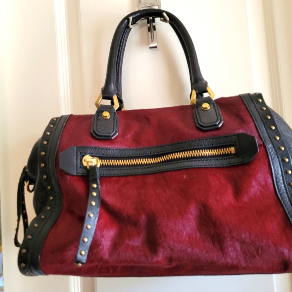 orYANI calf-hair leather studded handbag